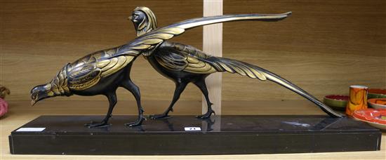 A French Art Deco model of pheasants